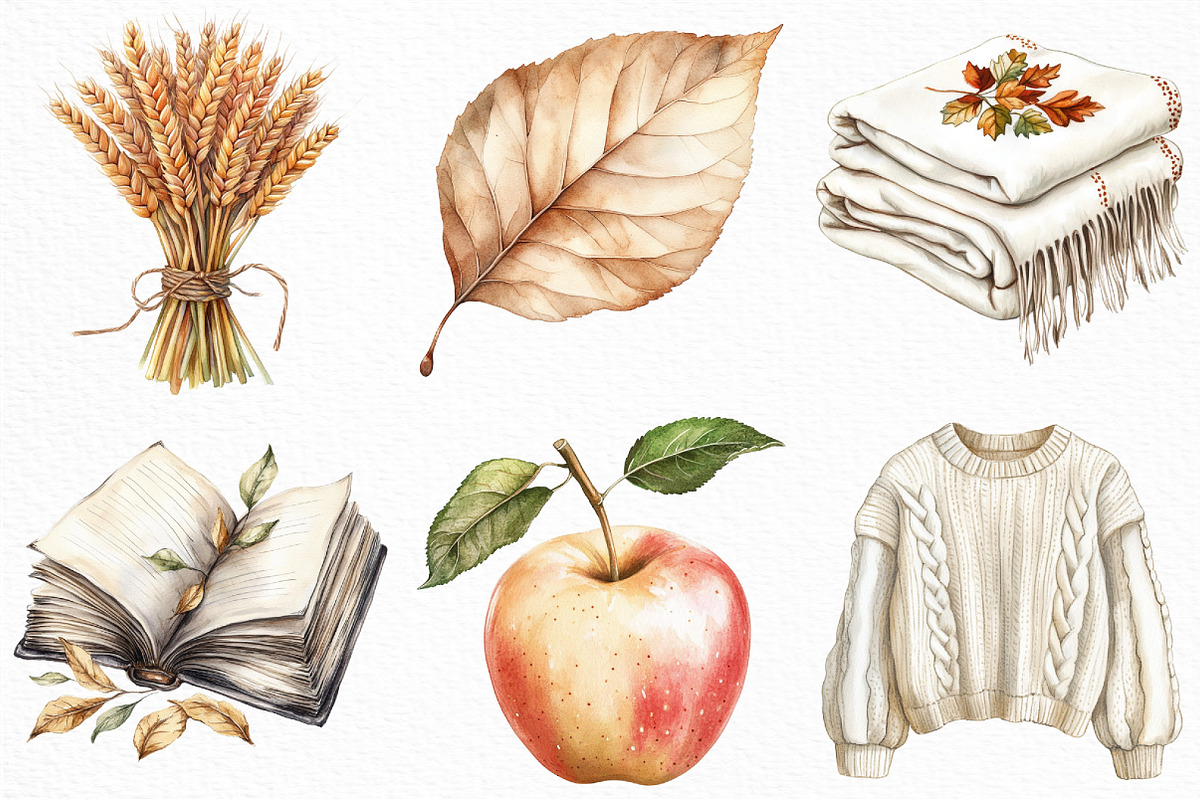 Watercolor White Fall Clipart, an Illustration by Craft Nest (Photo 3 of 6)