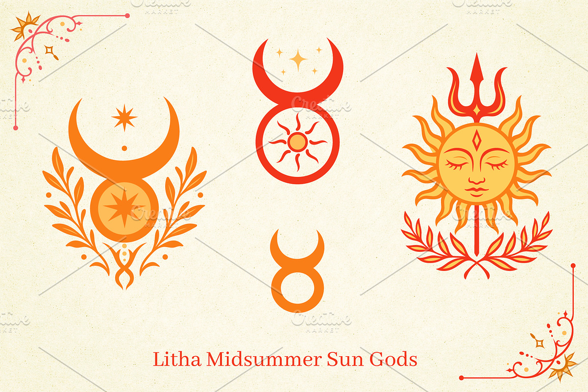 Midsummer Sun God & Goddess Symbols, a Seasonal Illustration by Christine Krahl (Photo 9 of 11)