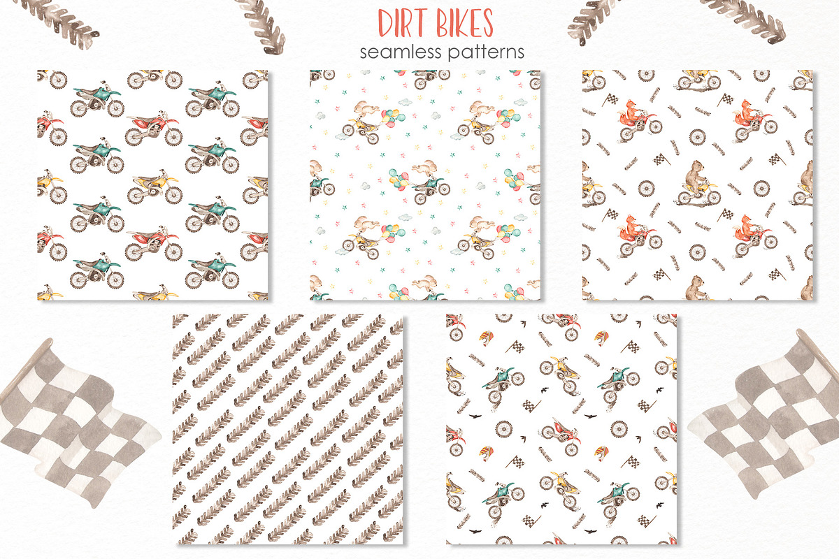Dirt bikes watercolor, a Decorative Illustration by Marina Ermakova (Photo 9 of 11)