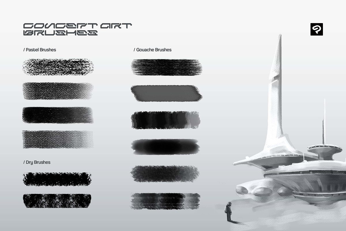 Concept Art Clip Studio Brushes, a Brush Add-On by brushapes.com (Photo 3 of 10)