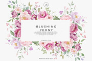 floral clipart watercolor peonies, a Decorative Illustration by Patishop Art (Thumbnail 1 of 10)