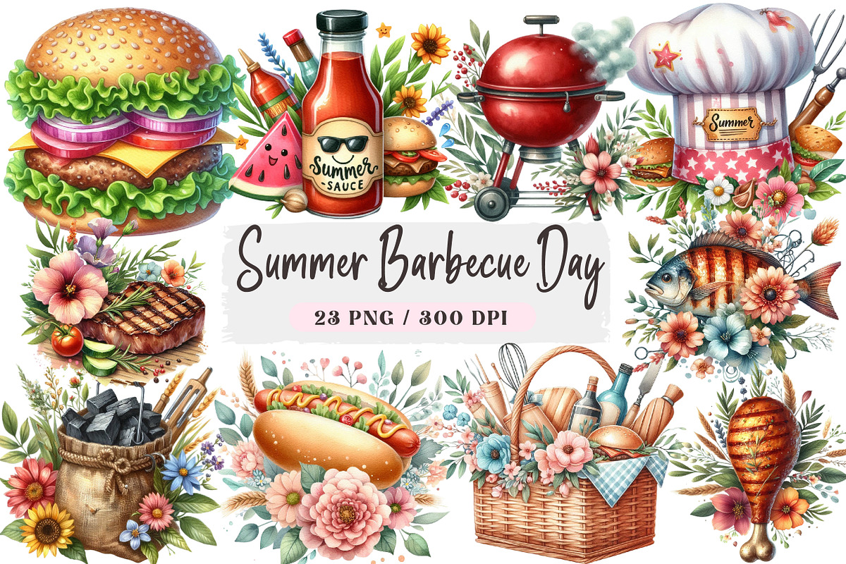 Summer Barbecue Day Clipart, a Seasonal Illustration by DreamArtGraphic (Photo 1 of 4)
