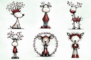 Whimsical Quirky Deer Clipart Bundle, an Illustration by Creative Art (Thumbnail 3 of 12)