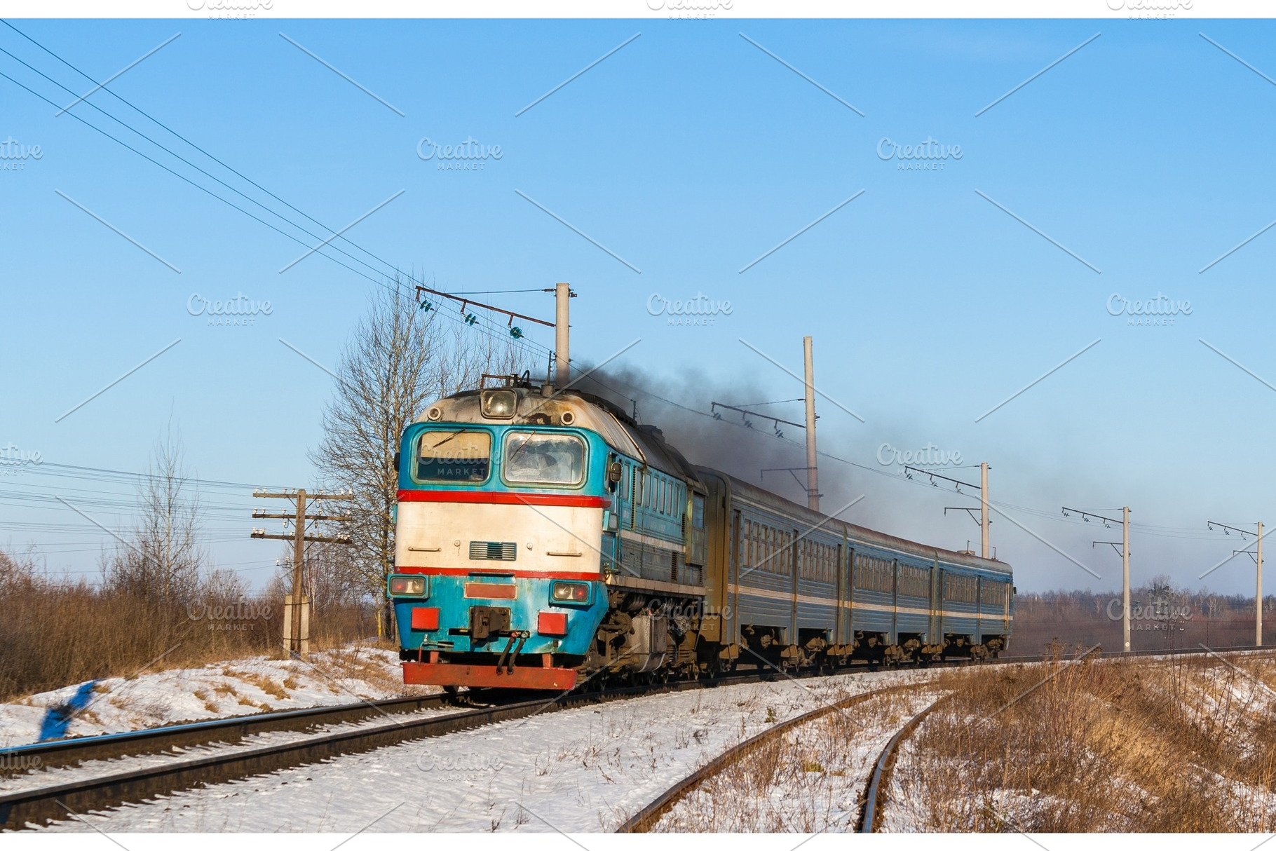 Diesel local train in ukraine featuring train, locomotive, and diesel, a Transportation Photo by Leonid Andronov
