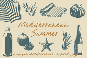 Mediterranean Summer Elements, an Object Graphic by Em&M Studio