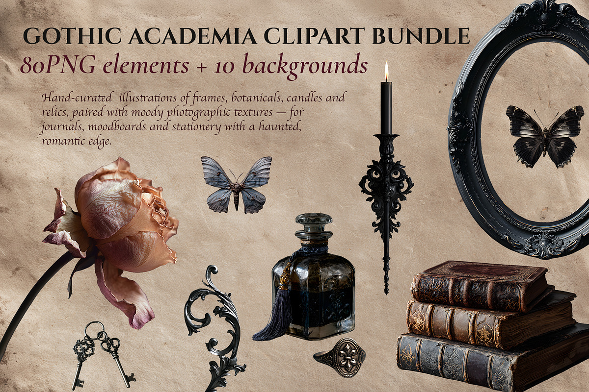 Gothic Dark Academia Clipart Bundle, an Object Graphic by Imageblend (Photo 1 of 7)