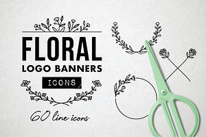 60 Flower Logo Borders, Floral Icons