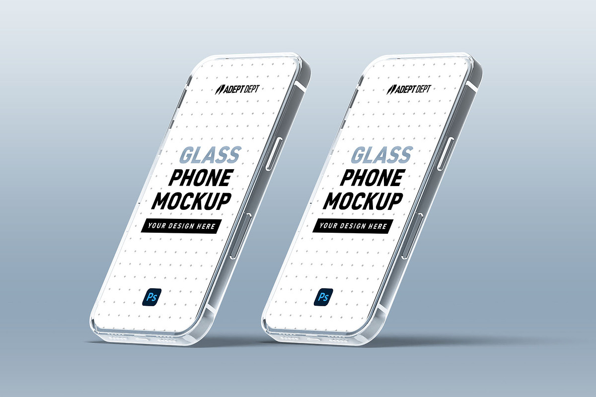 Glass Phone Mockup Set for Photoshop, a Device Mockup by AdeptDept (Photo 2 of 9)