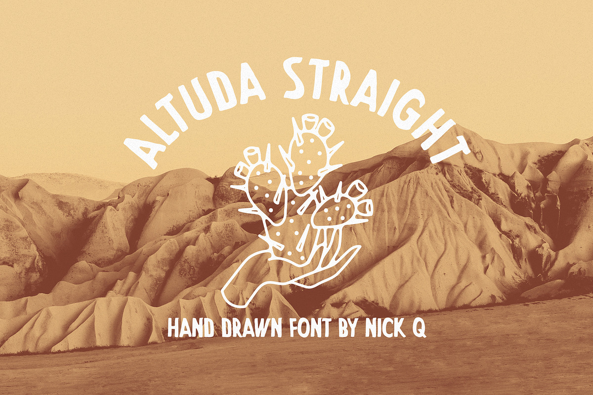 Altuda Straight Hand Drawn Font, a Font by nickqtx (Photo 1 of 3)
