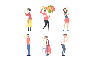 Happy People Characters with, a Person Illustration by TopVectors