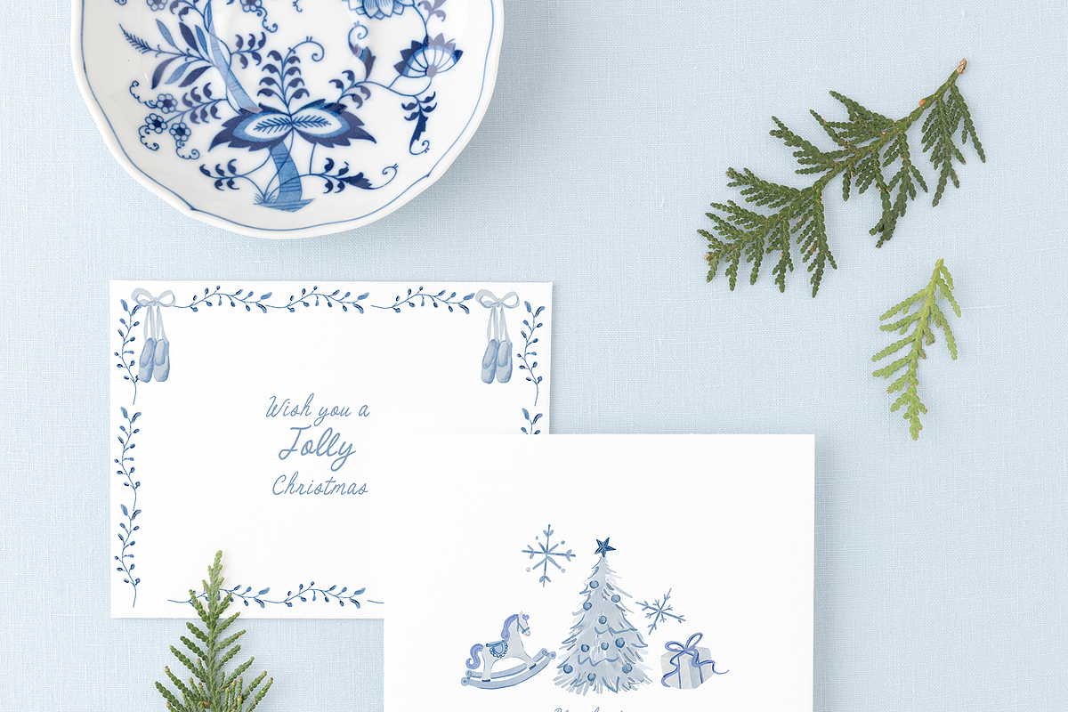 Watercolor blue christmas snow noel, an Object Graphic by Grace Noboa Illustrations (Photo 2 of 8)