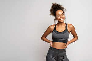 Portrait athletic black girl in sportswear, showing her silhouet, a Sports & Recreation Photo by Davizro's Market