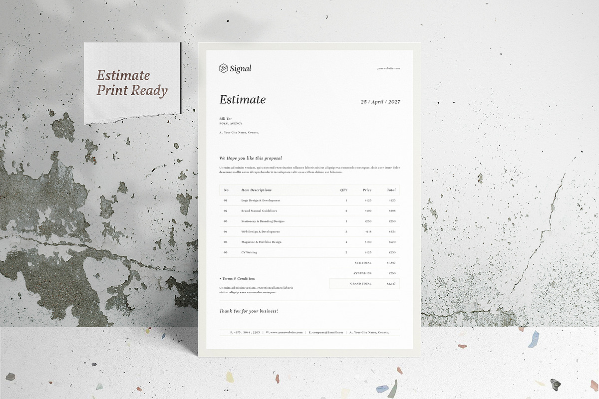 Invoice | Estimate | Letterhead, a Stationery Template by Designsoul14 (Photo 4 of 11)