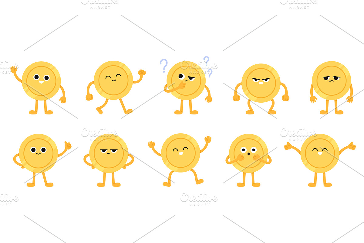 Money coin character. Gold coins, a Finance Illustration by LadadikArt