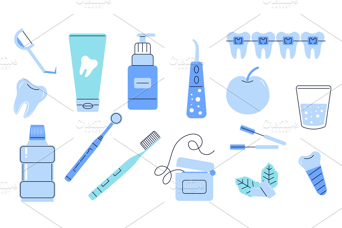 Teeth Care Tools, a Healthcare Illustration by alexdndz