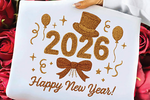 Faux Yarn Happy New Year 2026 PNG, an Illustration by Black Bird Studio