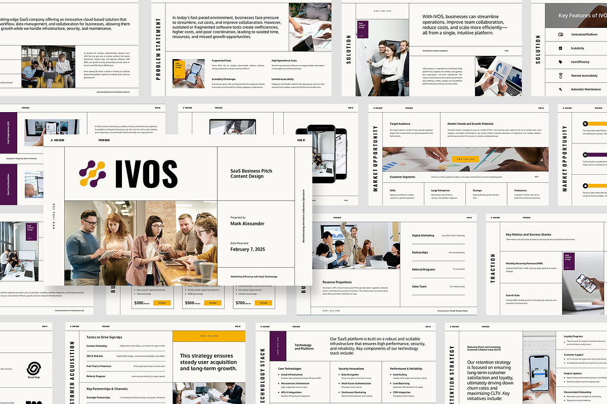 Ivos : SaaS Startup Powerpoint, a Presentation Template by Punkl Camp (Photo 1 of 11)