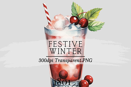 Festive Winter Cocktail Illustration