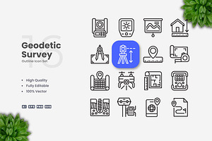 Geodetic Survey Outline Icons, an Outline Icon by Upnowgraphic