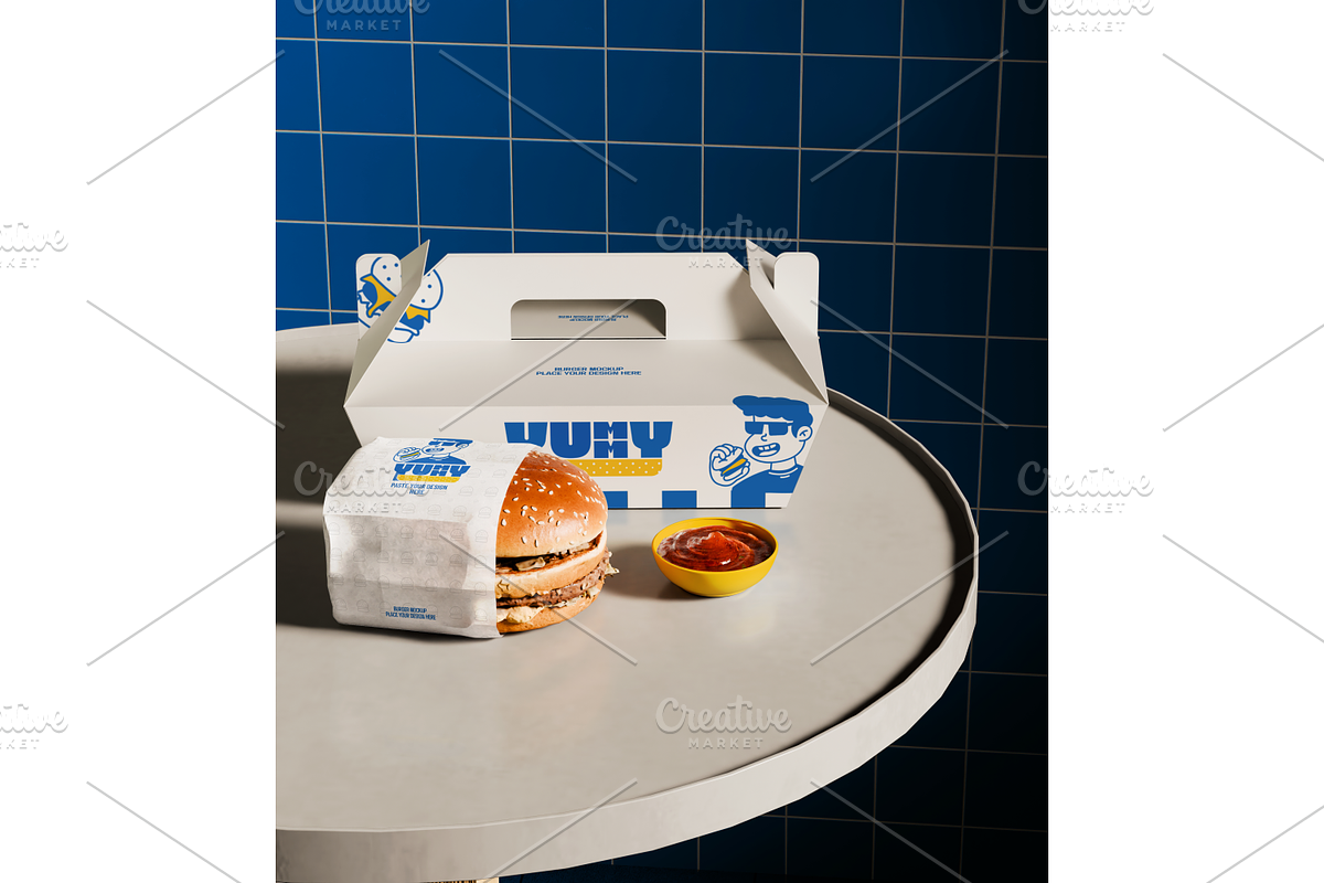 Fast Food Branding Scene Mockup, a Packaging Mockup by Mockthethics. (Photo 7 of 13)