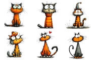 Quirky Cats Sublimation Clipart, an Illustration by Dream Creation (Thumbnail 5 of 7)