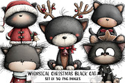 Whimsical Christmas Black Cat Clipar, an Illustration by DreamPrint404 (Thumbnail 1 of 6)