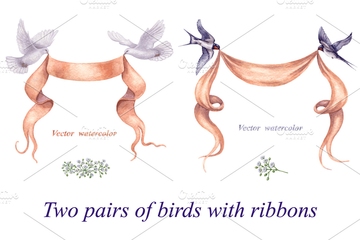 Watercolor Flying Birds, an Animal Illustration by Valentyna Smordova (Photo 2 of 3)