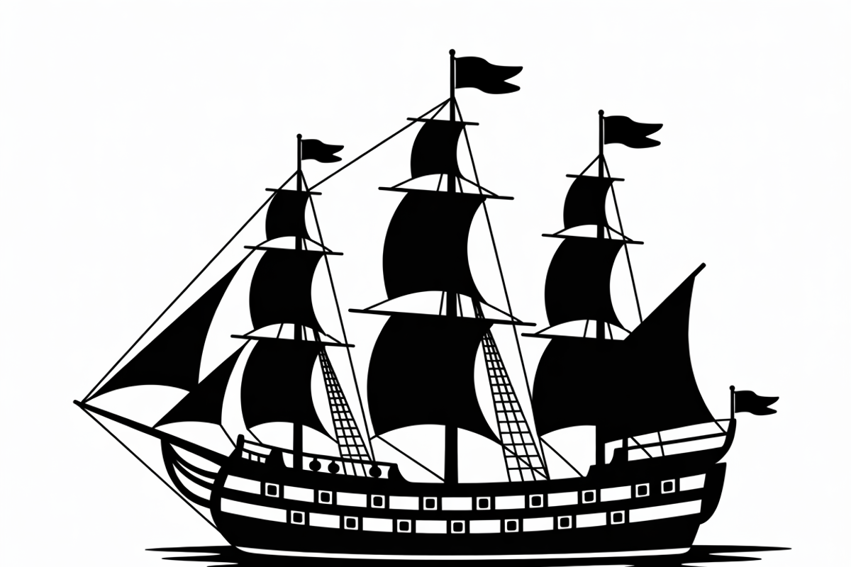 Sailing Ship Silhouette Vector, an Illustration by Amazin_art (Photo 8 of 8)