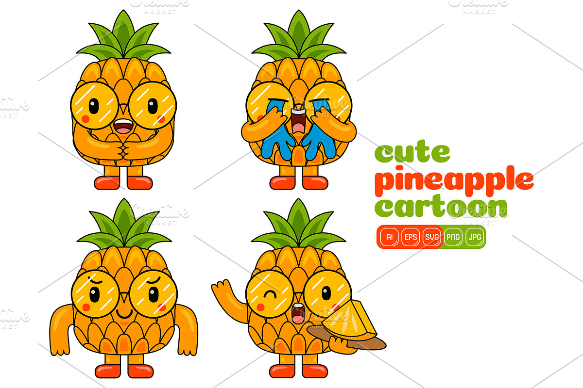 Pineapple Mascot Vector Pack, an Illustration by MEDZ (Photo 2 of 5)