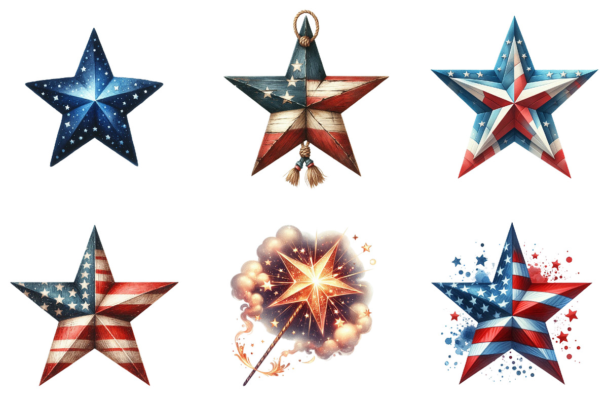 4th of July Star Clipart, an Illustration by DreamArtGraphic (Photo 4 of 4)