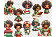 Christmas Cute Black Doll Clipart, a Person Illustration by GlamArtZhanna (Thumbnail 4 of 5)