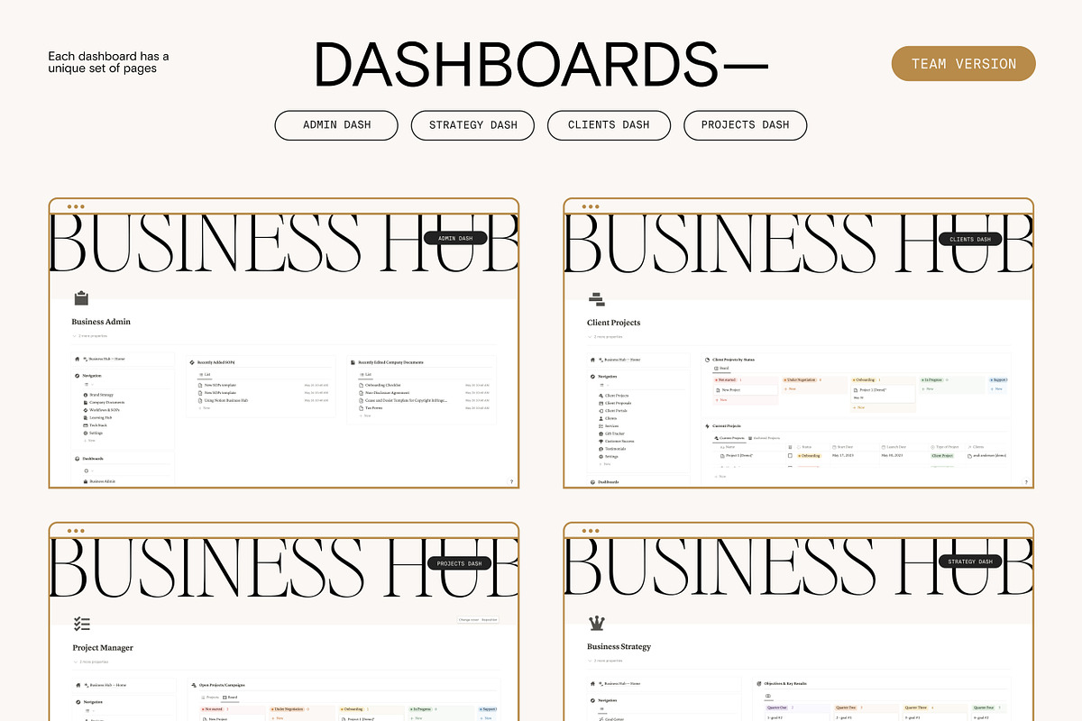 All-in-One Notion Biz Hub - Team, a Templates & Theme by 89 Golden Blvd (Photo 4 of 6)