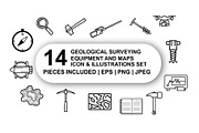 Geological surveying Icon Set, an Outline Icon by Nurlan's shop (Thumbnail 1 of 3)