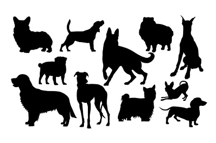 Dogs silhouettes collection, an Animal Illustration by Elen_Art