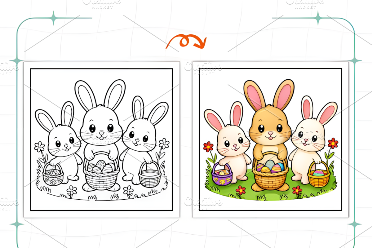 Bunny Friends Easter Coloring Book, a Seasonal Illustration by Ink Gallery (Photo 6 of 8)