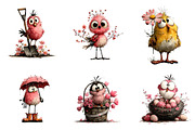 Whimsical Spring Bird Clipart, an Illustration by CreationArt (Thumbnail 6 of 6)