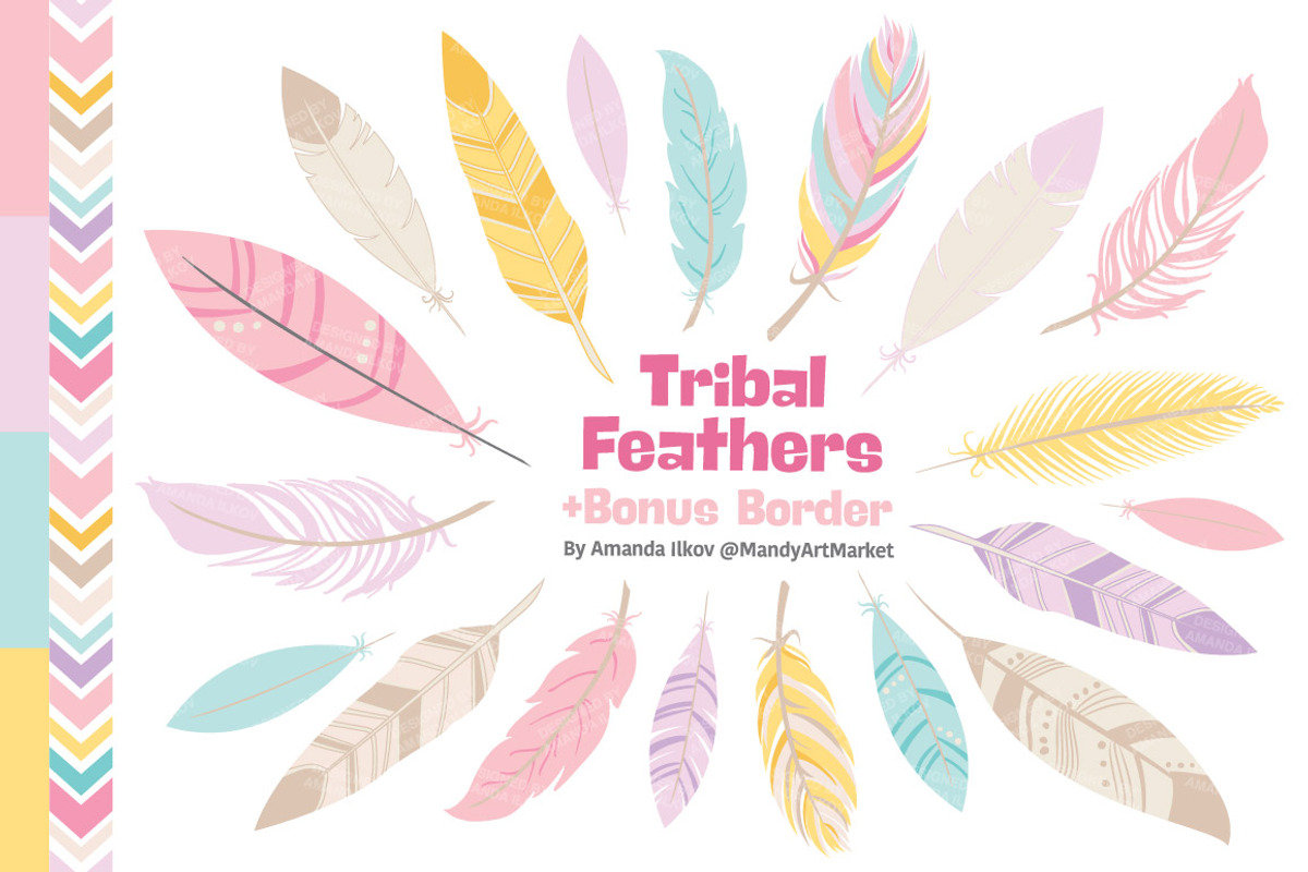 Pink Feathers Clipart & Vectors, an Illustration by Amanda Ilkov (Photo 1 of 4)