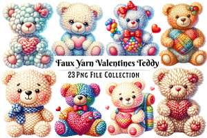 Faux Yarn Valentines Teddy Bear, an Illustration by Dream Creation