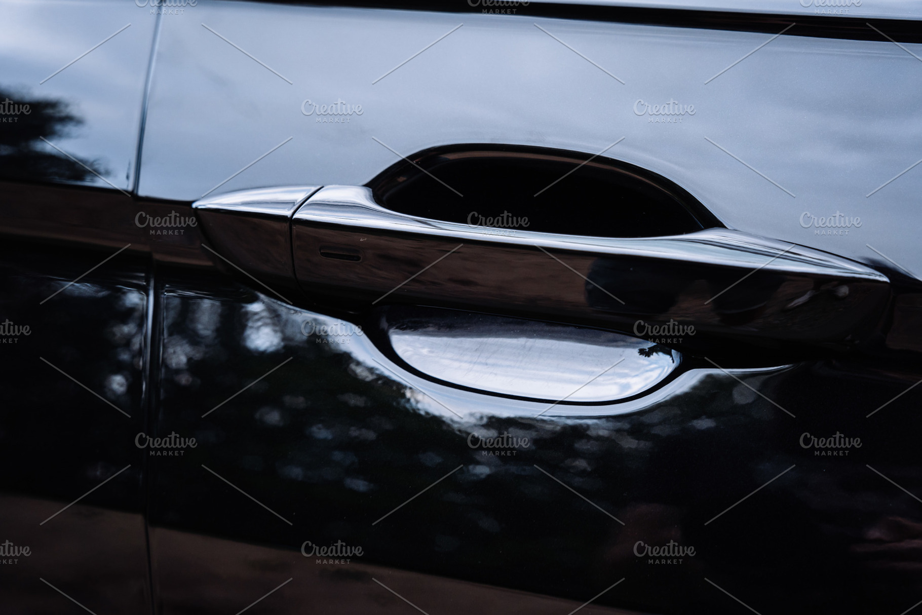 Modern Black Car Door Handle Close Up, a Transportation Photo by Red Hot Chili Pepper Shop