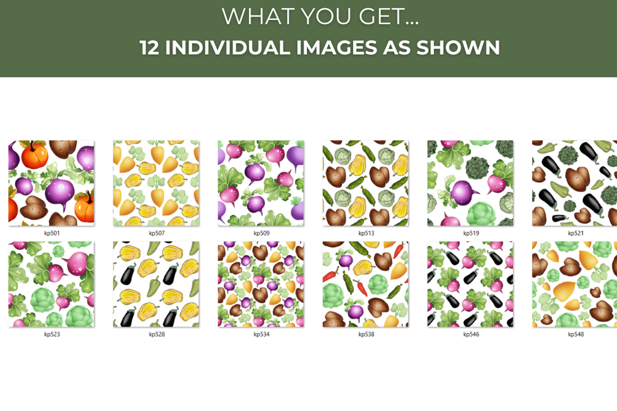 Colorful Vegetable Seamless Patterns, a Pattern Graphic by InkyQueenArt (Photo 2 of 4)