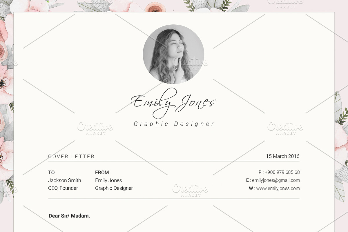 Floral Pattern CV-Resume Template *C, a Resume Template by Showy68 Template (Photo 5 of 5)