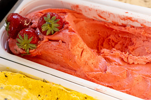 Ice cream set cold dessert treat flavor strawberry, a Food & Drink Photo by Photo Drive Studio