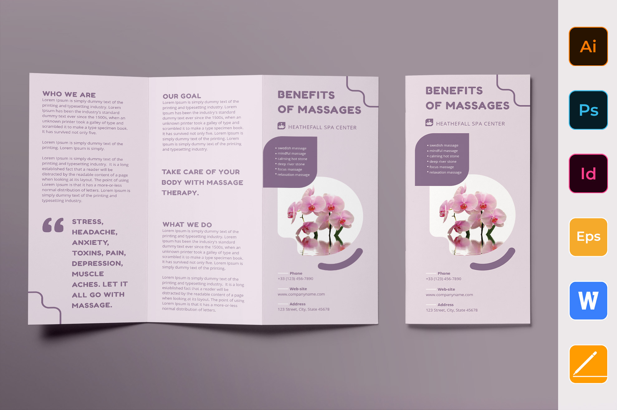 Massage Brochure Trifold, a Brochure Template by TemplatesNow!
