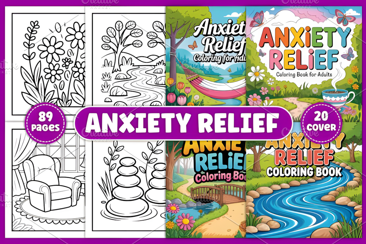 Anxiety Relief Coloring Pages, a Decorative Illustration by Design Station (Photo 1 of 4)