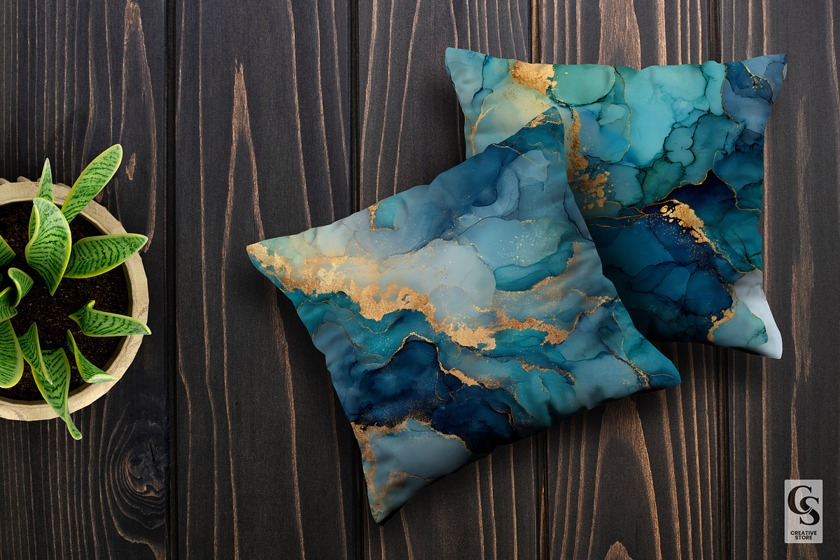 Teal Gold Alcohol Ink Background, a Pattern Graphic by Creative Store (Photo 3 of 5)