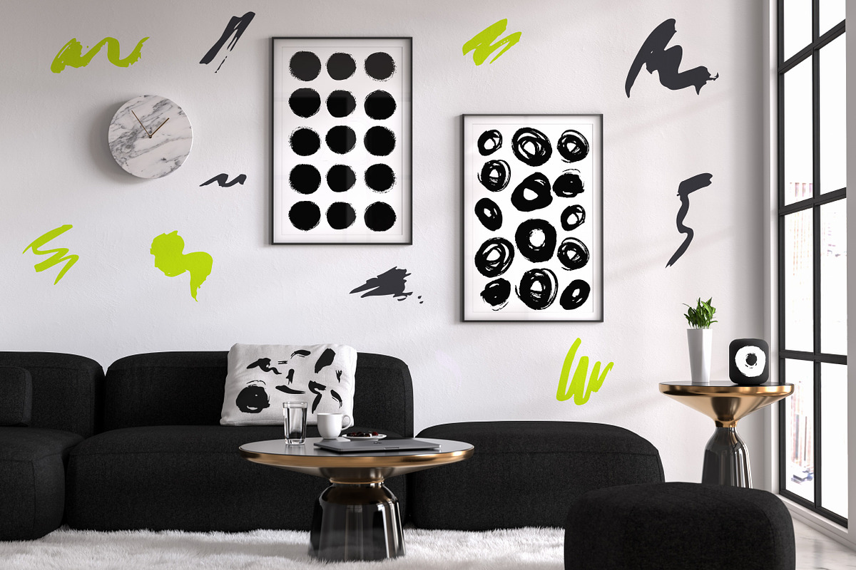 Black&White patterns + ink elements, a Pattern Graphic by Bosotochka♥Art (Photo 9 of 9)