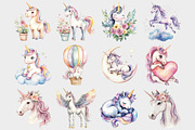 Watercolor Unicorn Clipart, a Seasonal Illustration by Design Market (Thumbnail 2 of 8)