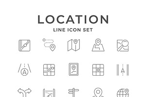 Set line icons of location, an Outline Icon by motorama