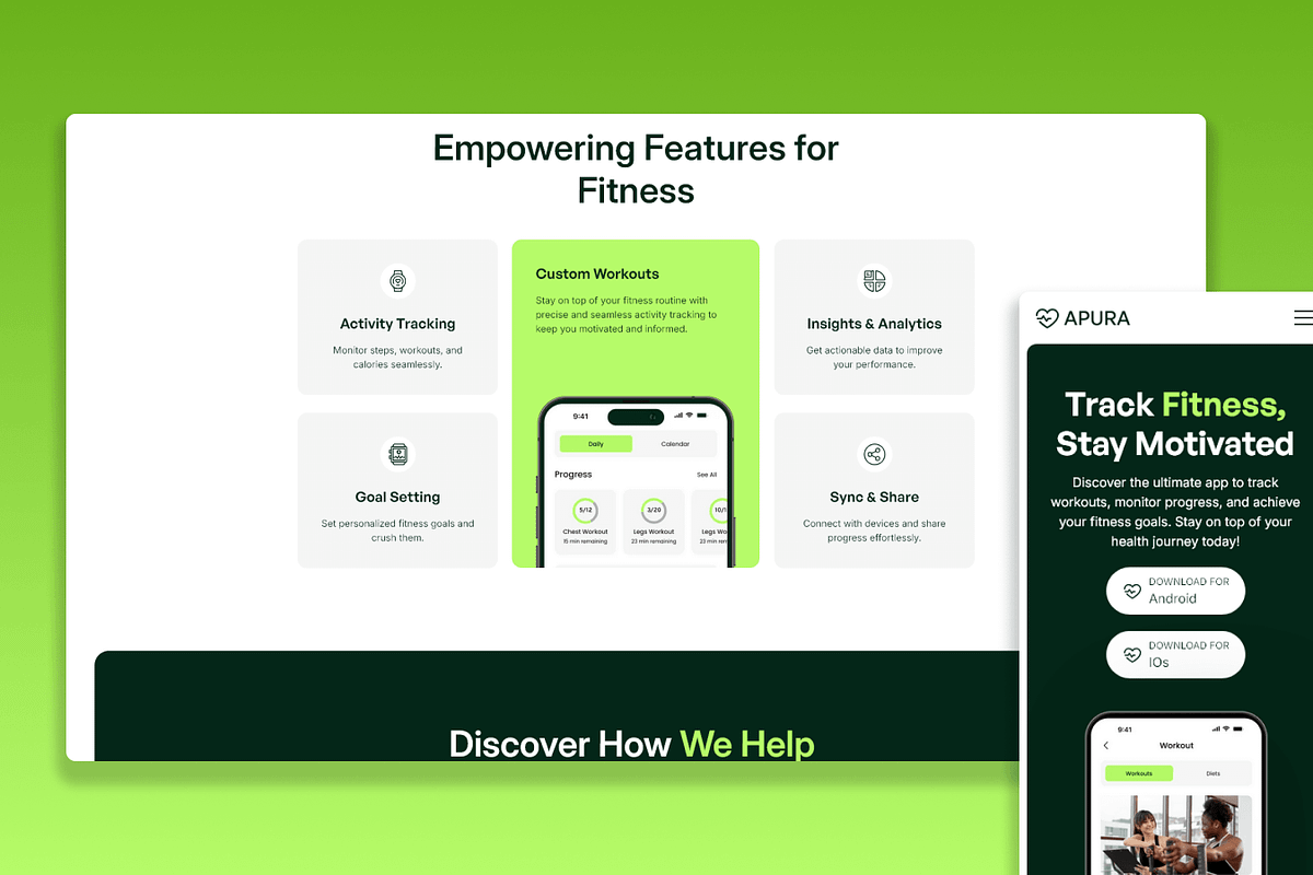 Apura: Mobile App Figma Template, a Landing Page Template by Flow Samurai Templates (Photo 9 of 12)