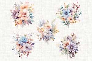 Pastel Wildflowers Bouquet PNG